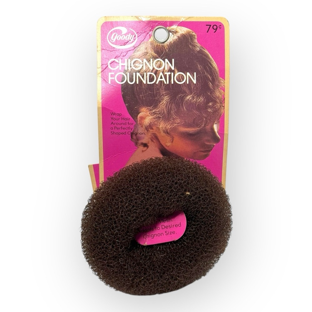 VTG 1970s NOS Goody Chignon Foundation on Card Unused Retro‎ Prop Hair Accessory